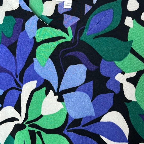 Chico's Travelers™ Floral V-Neck Maxi Dress Women's 2P (US LP) Blue Green - Picture 4 of 9